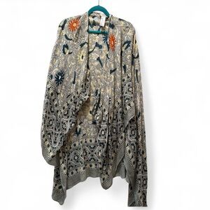 Free People Gray and Orange Paisley Wrap